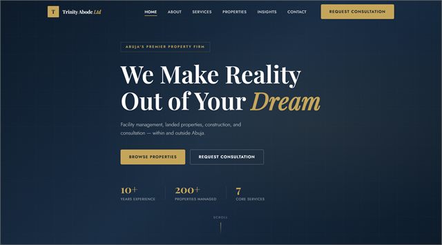 Trinity Abode property website interface